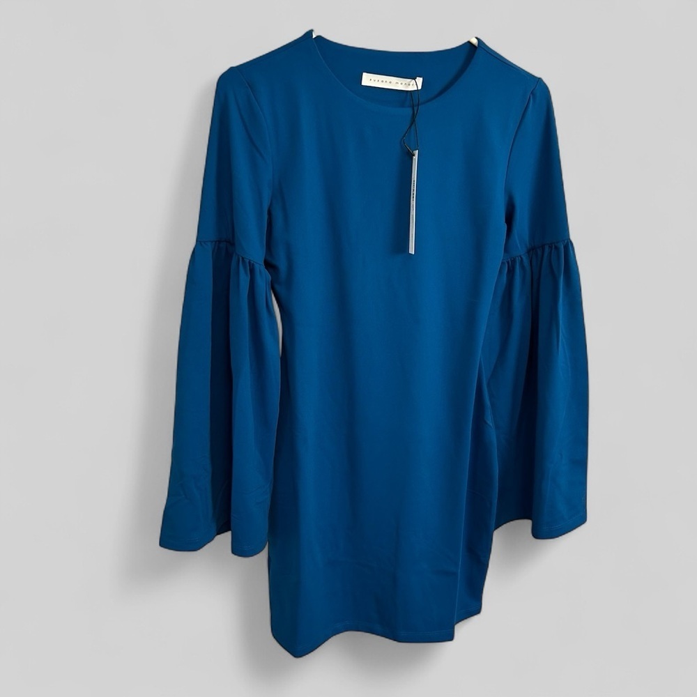 Susana Monaco New blue peacock flare sleeve sweater dress medium preppy mod